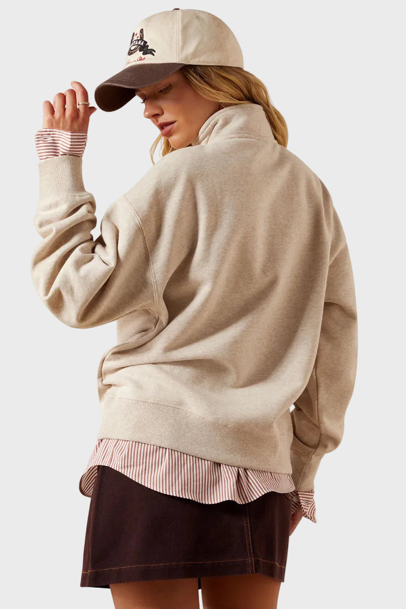 Ariat Running Wild 1/2 Zip Sweatshirt Oatmeal Heather