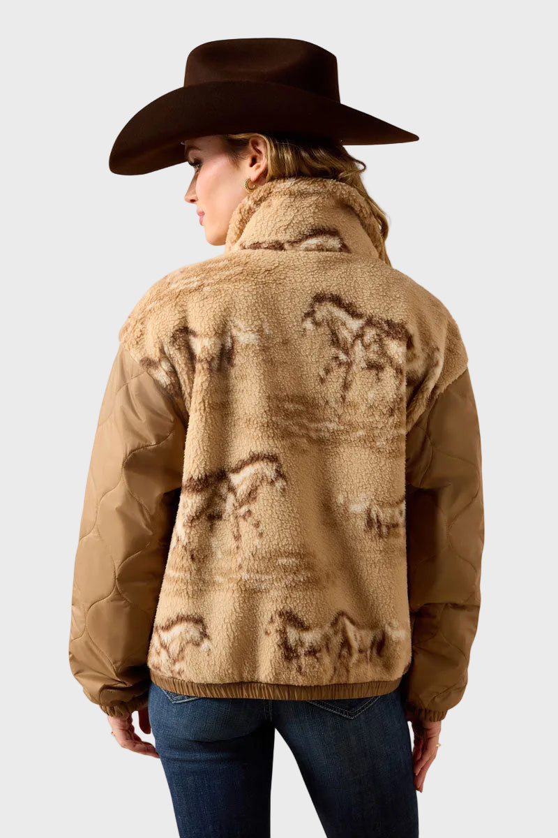 Ariat Sherpa Blocked Jacket Wild Horses Print/Tigers Eye