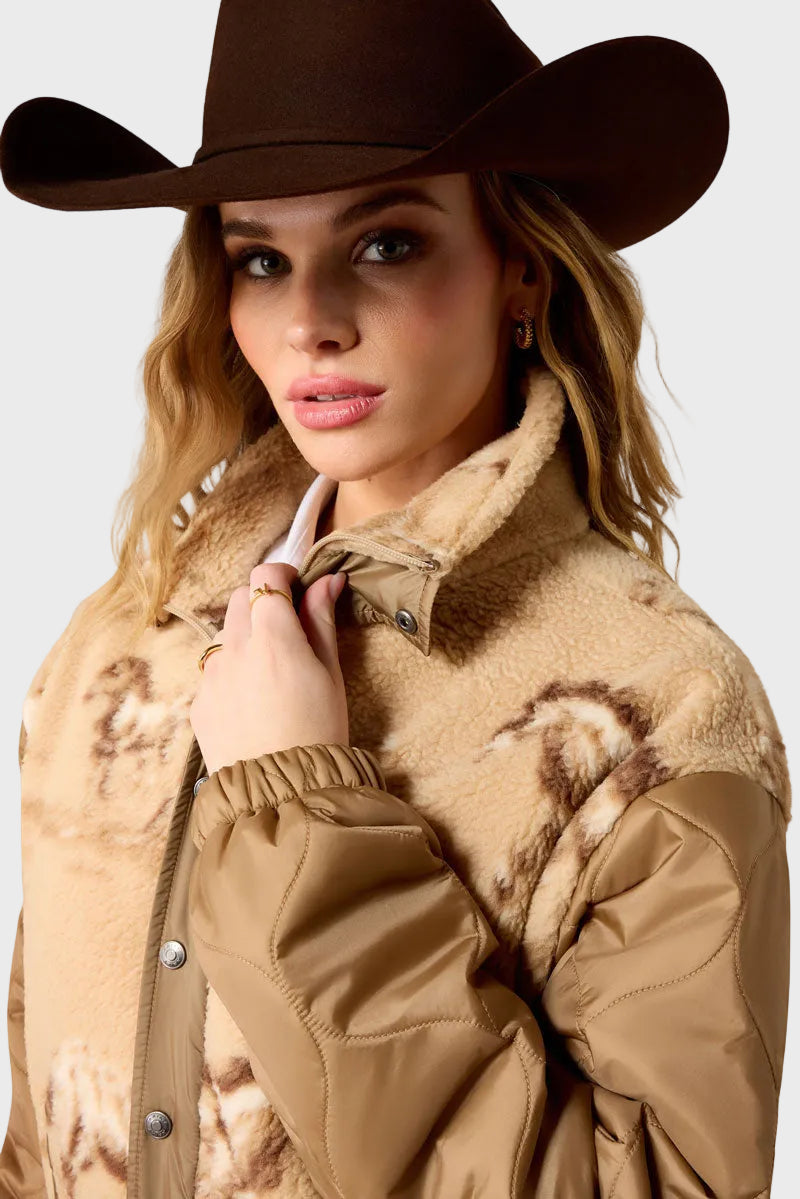 Ariat Sherpa Blocked Jacket Wild Horses Print/Tigers Eye