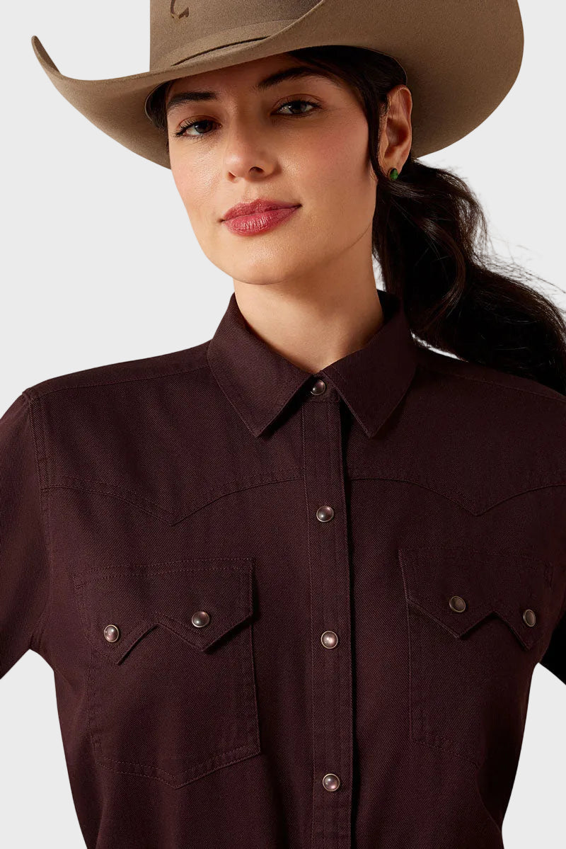 Ariat Earthbound Western Snap Shirt Chocolate Plum