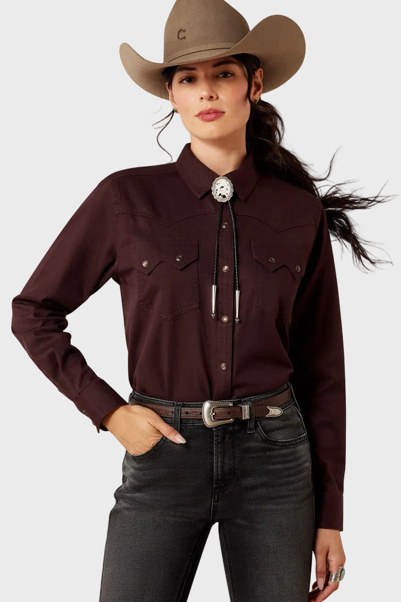 Ariat Earthbound Western Snap Shirt Chocolate Plum