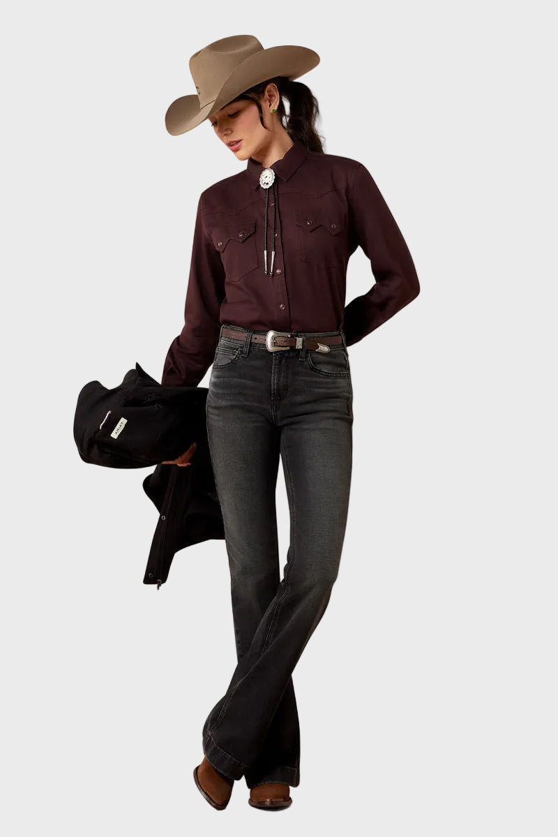 Ariat Earthbound Western Snap Shirt Chocolate Plum