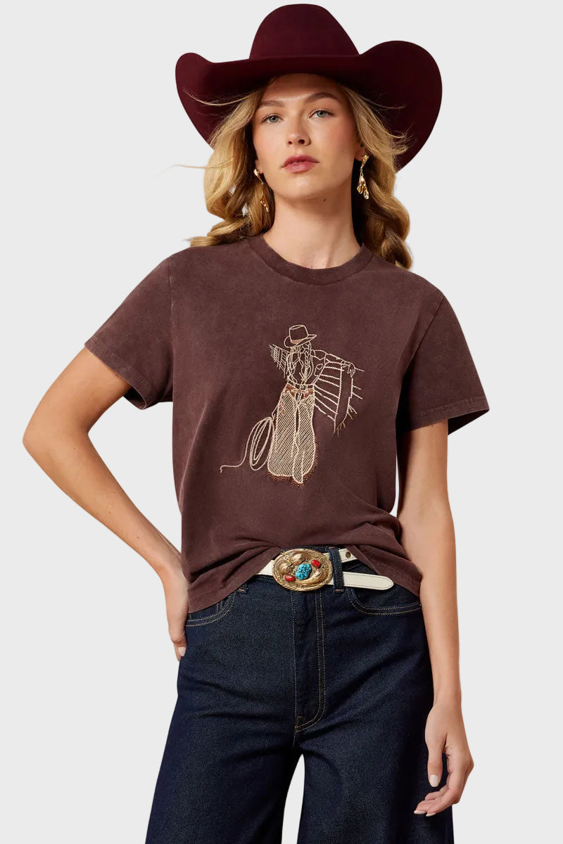 Ariat Rebel With A Clause T-Shirt Chocolate Plum