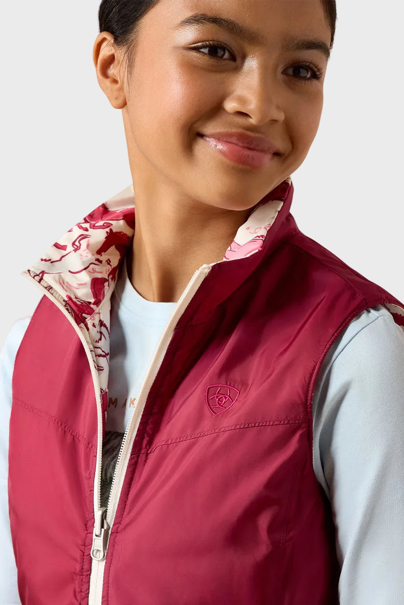 Ariat Youth Bella Reversible Insulated Gilet Vanilla Ice Horsin' Around