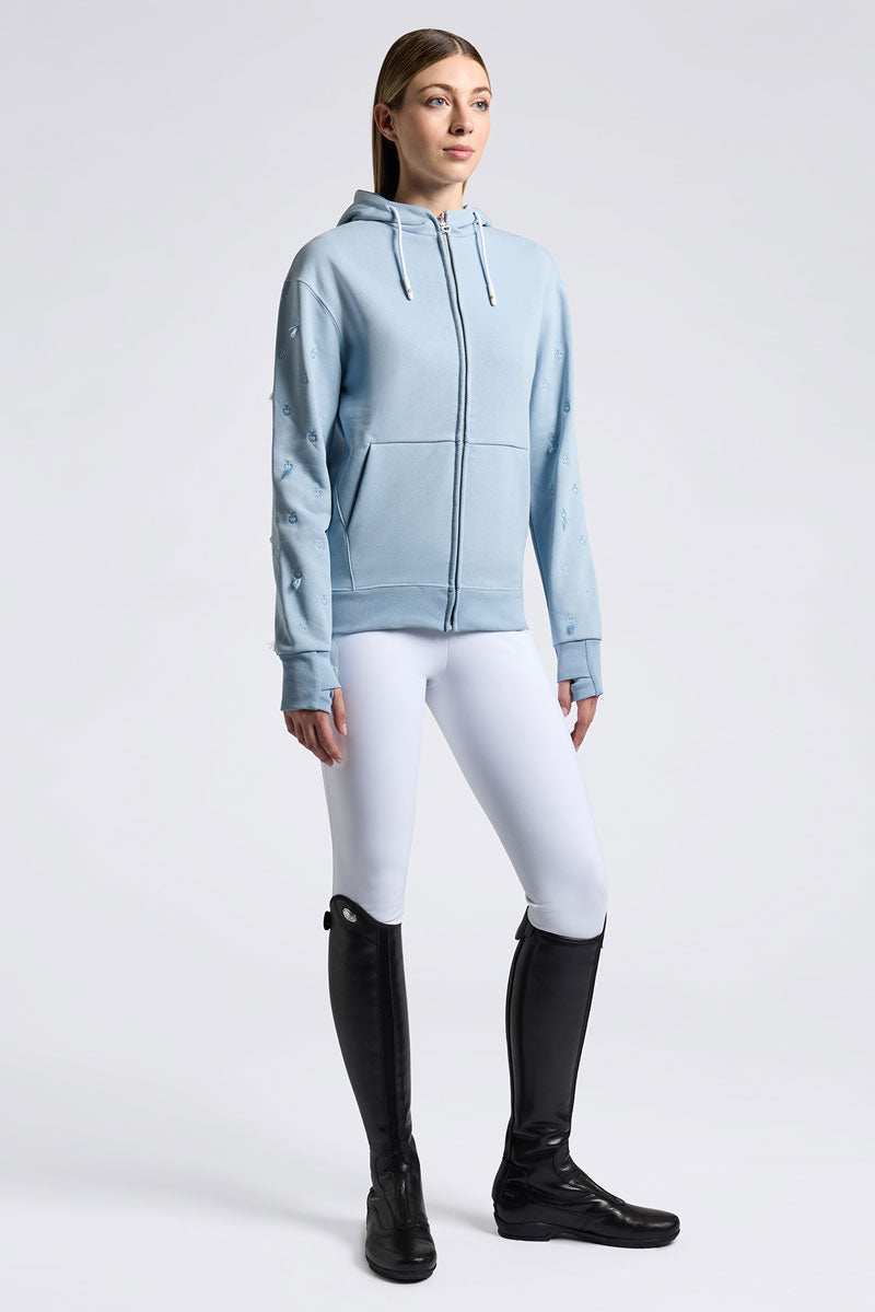 Cavalleria Toscana Diagonal Zip Hoodie Blue Fog