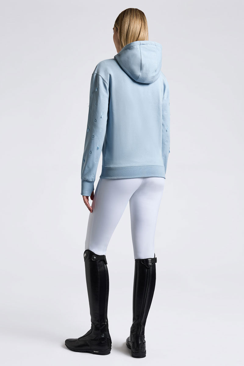 Cavalleria Toscana Diagonal Zip Hoodie Blue Fog