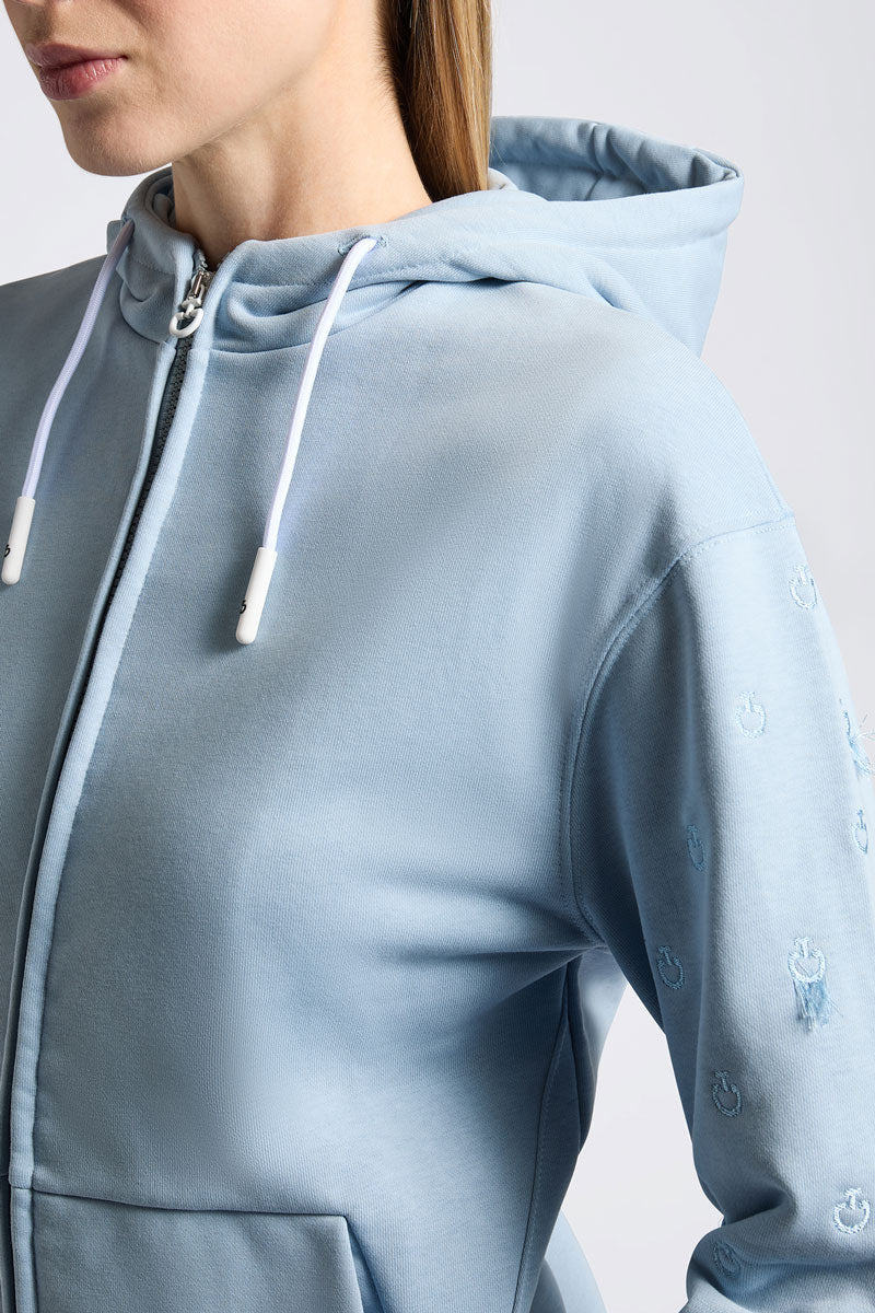 Cavalleria Toscana Diagonal Zip Hoodie Blue Fog