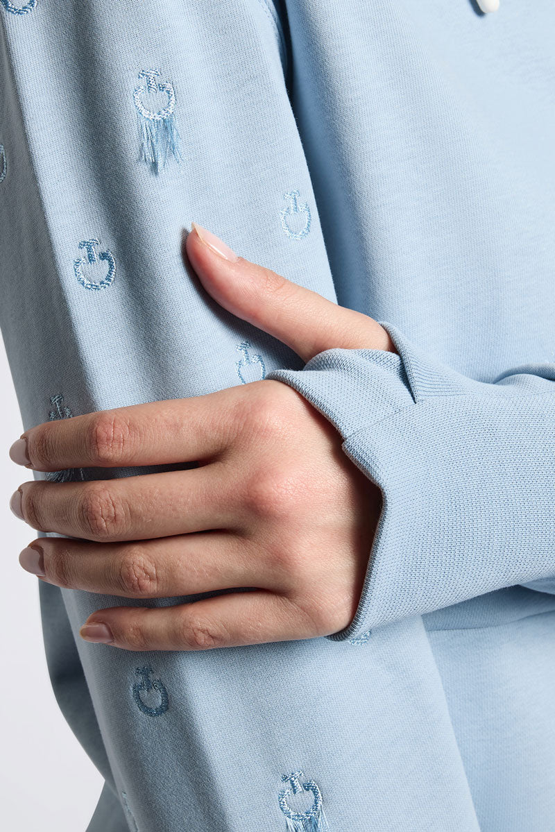 Cavalleria Toscana Diagonal Zip Hoodie Blue Fog