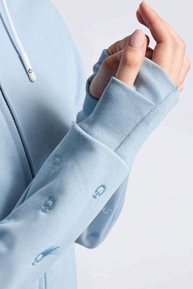 Cavalleria Toscana Diagonal Zip Hoodie Blue Fog