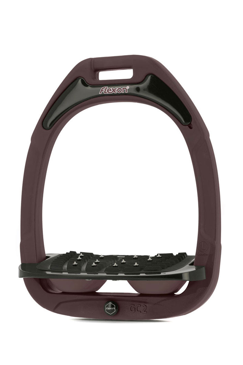 Flex-On Green Composite Stirrups Inclined Ultra-Grip Chocolate Frame with Chocolate Elastomers 