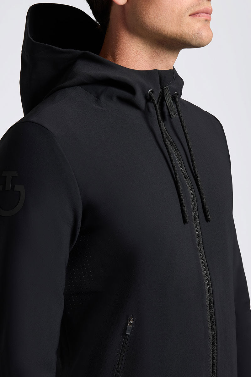 Cavalleria Toscana Perforated Jersey Hooded Softshell Jacket Black