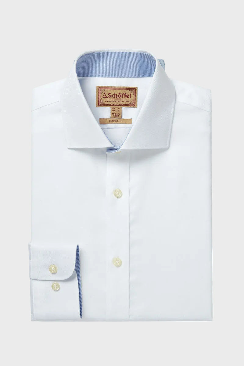 Schoffel Men's Greenwich Tailored Shirt White Diagonal