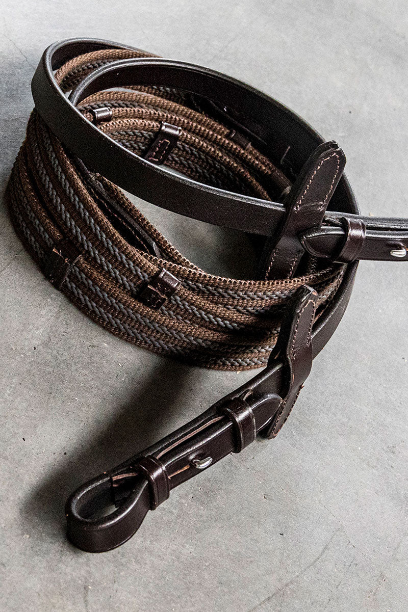 Schockemohle Grip Reins Brown/Silver