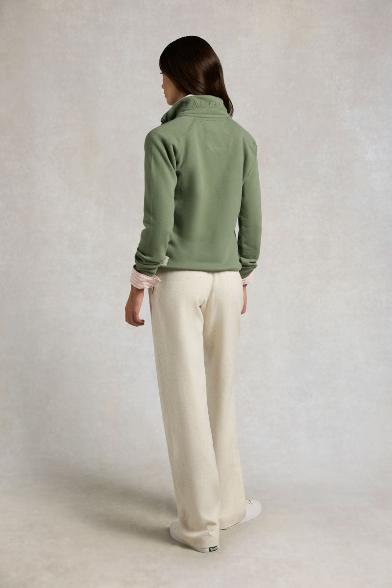 Holland Cooper Sporting Goods Zip Henley Sage