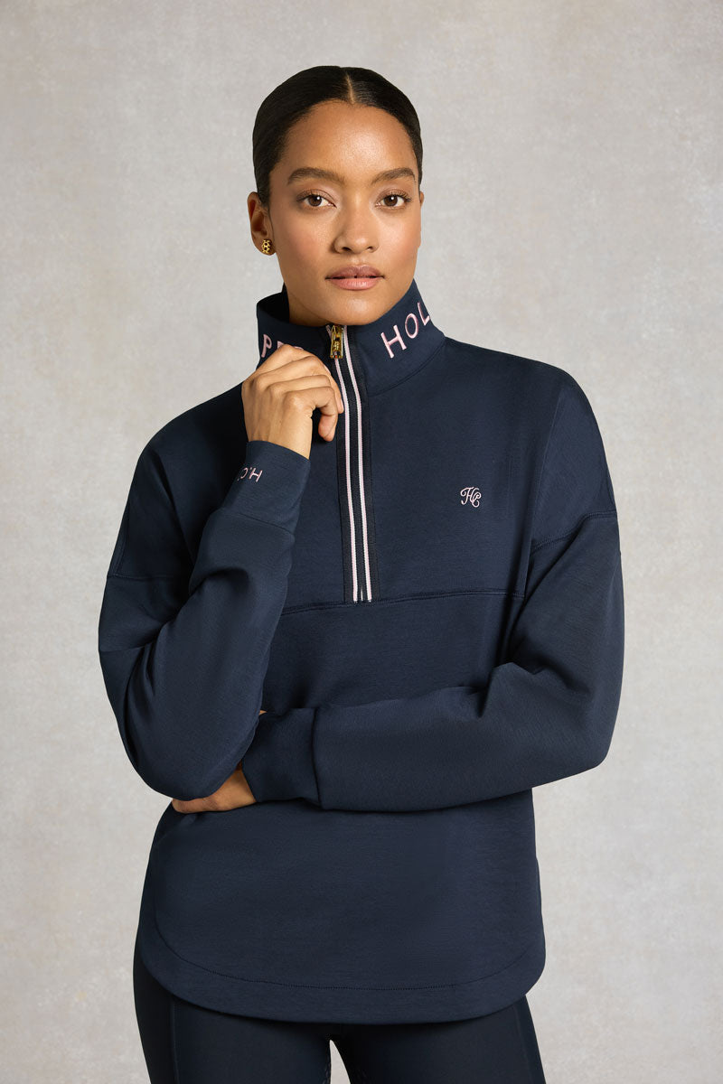 Holland Cooper Windsor Quarter Zip Sweat Ink Navy
