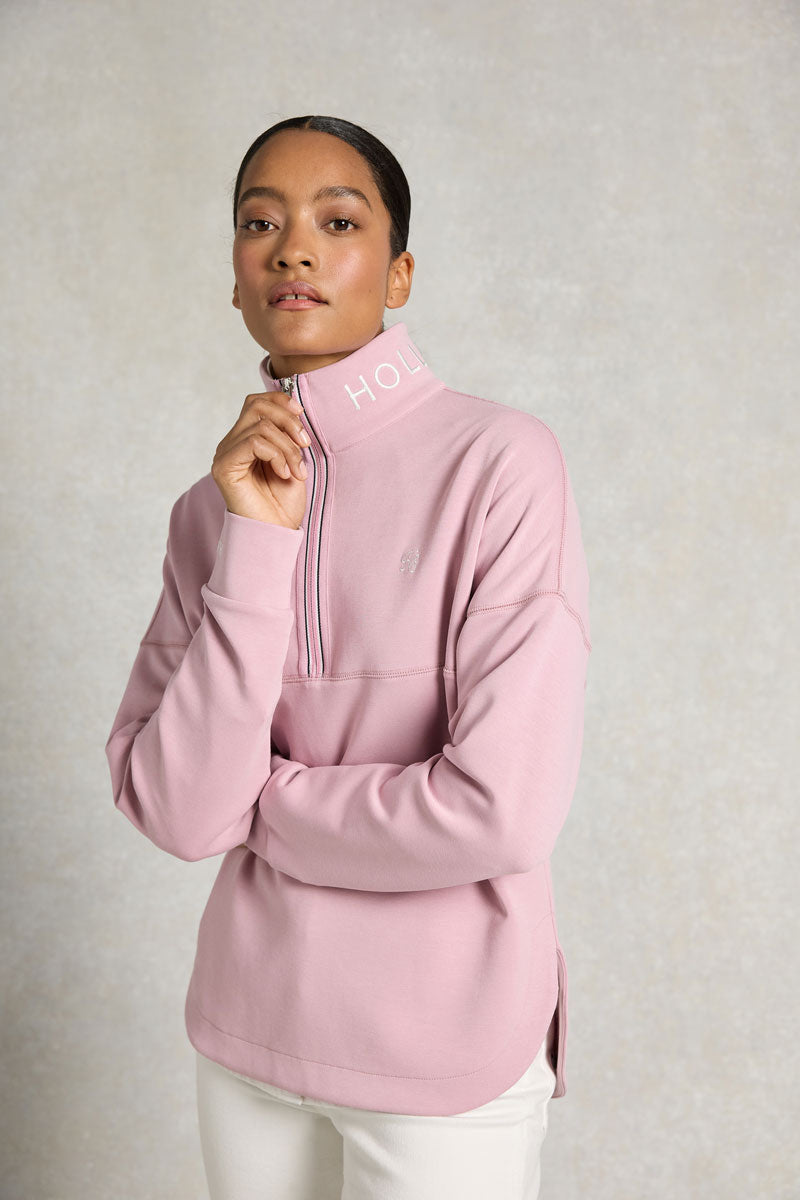 Holland Cooper Windsor Quarter Zip Sweat Dawn Pink 