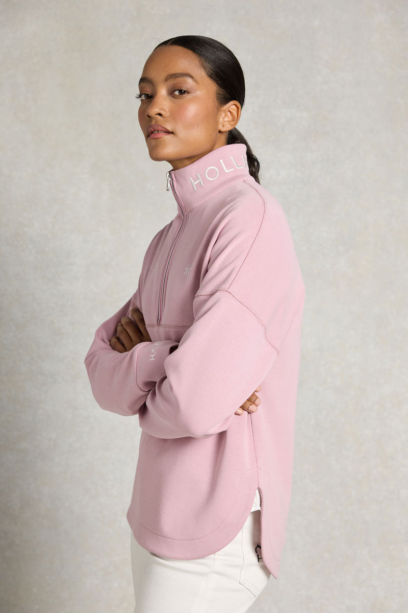 Holland Cooper Windsor Quarter Zip Sweat Dawn Pink 