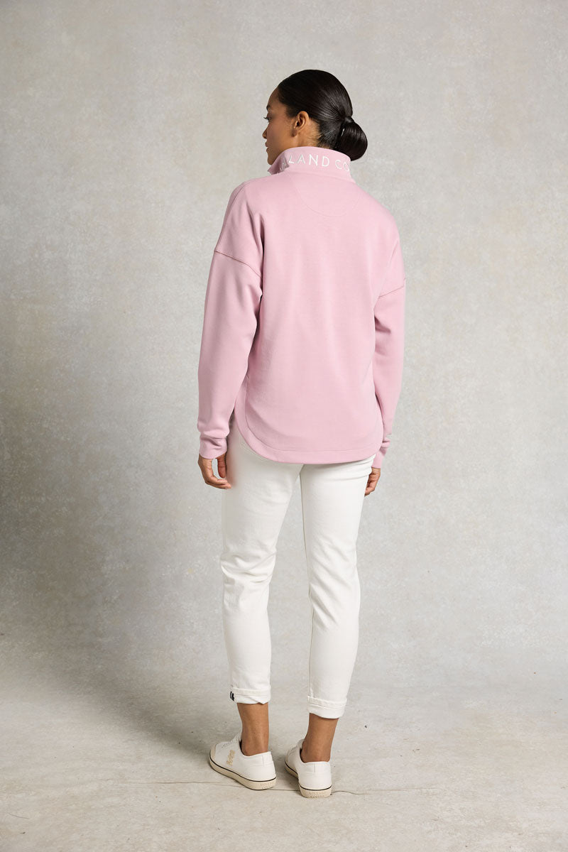 Holland Cooper Windsor Quarter Zip Sweat Dawn Pink 