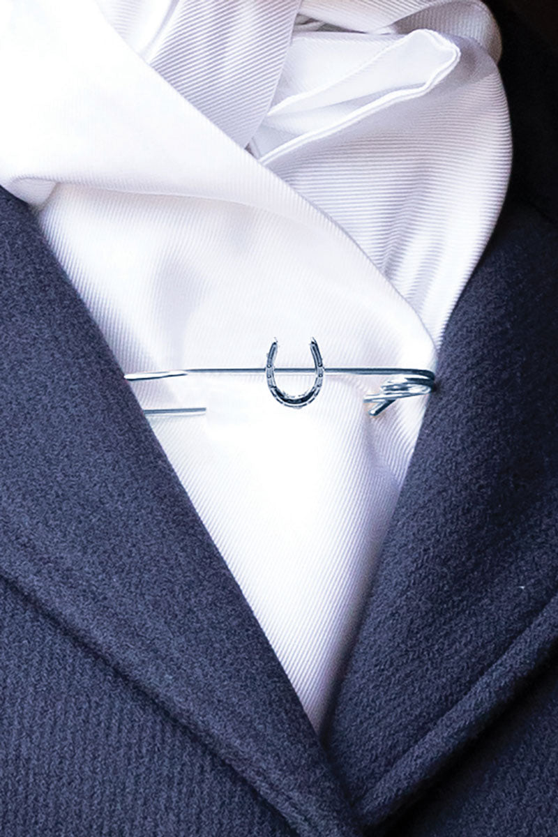 Equetech Traditional Horseshoe Stock Pin Silver