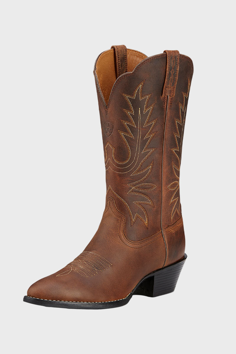 Ariat Heritage R Toe Western Boot Distressed Brown