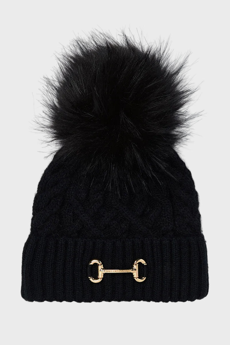 Holland Cooper Horsebit Bobble Hat Black