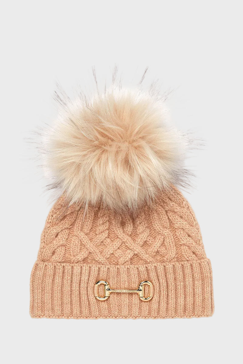 Holland Cooper Horsebit Bobble Hat Camel 