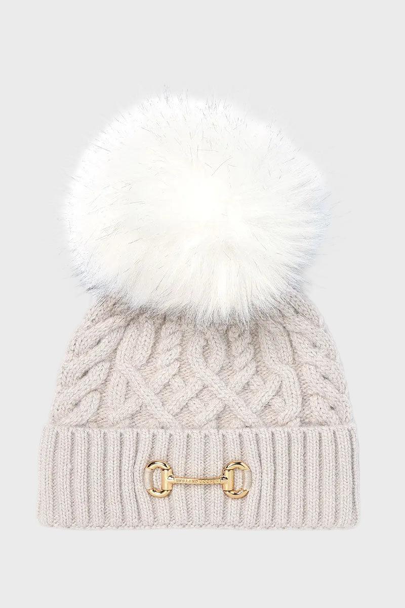 Holland Cooper Horsebit Bobble Hat Taupe