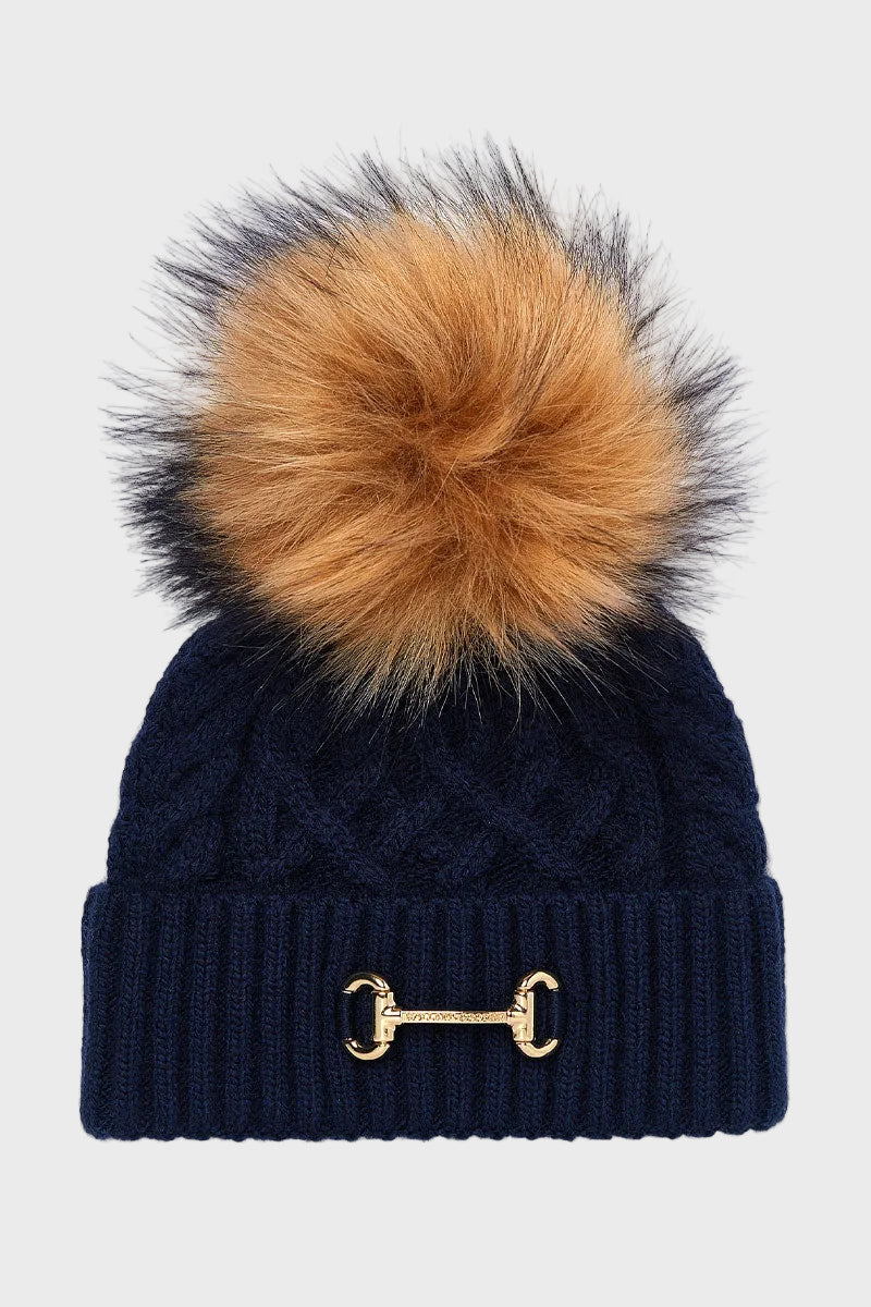 Holland Cooper Horsebit Bobble Hat Ink Navy 