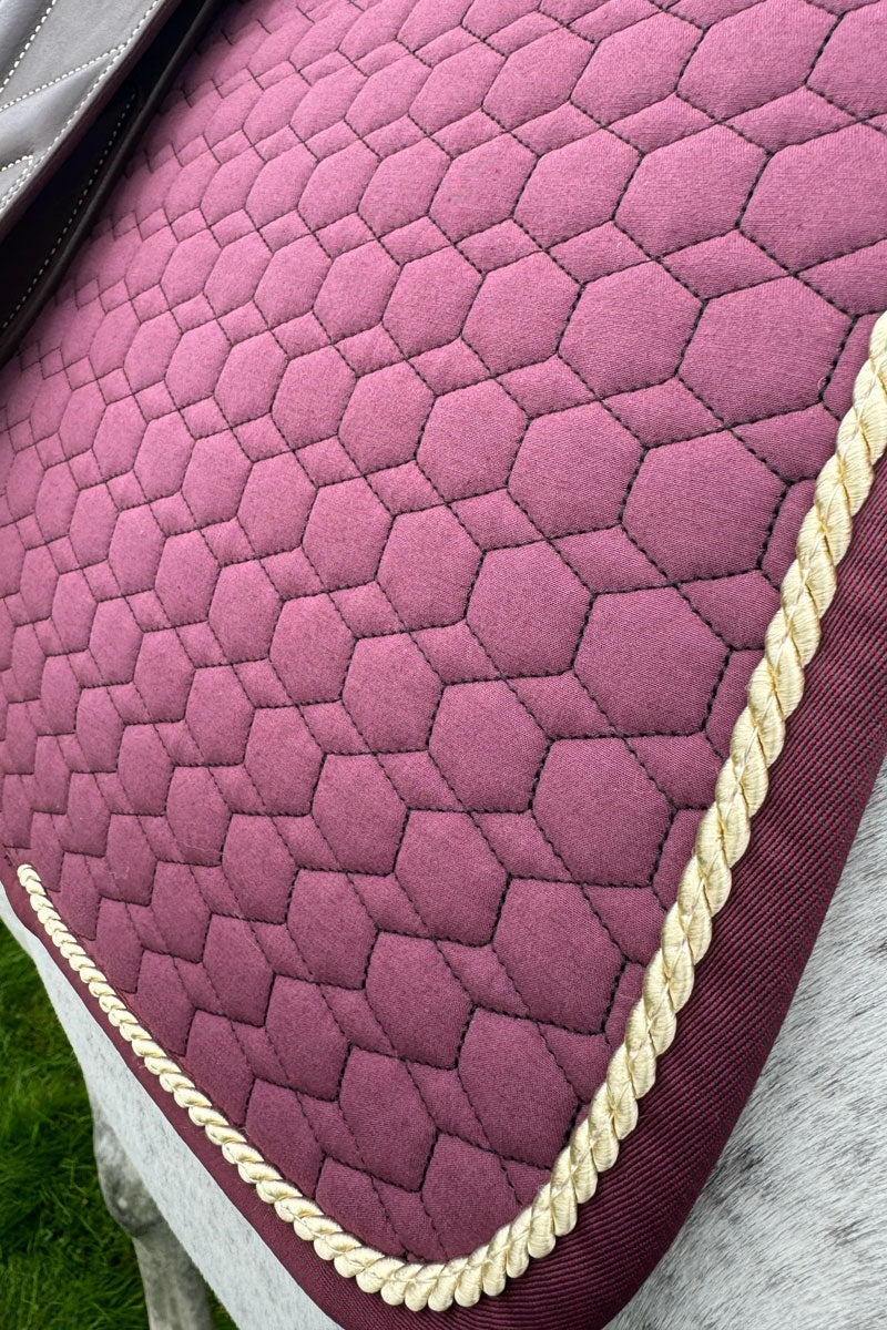 Mattes Jump Saddle Pad with Piping Blackberry with Blackberry Binding & Champagne Piping