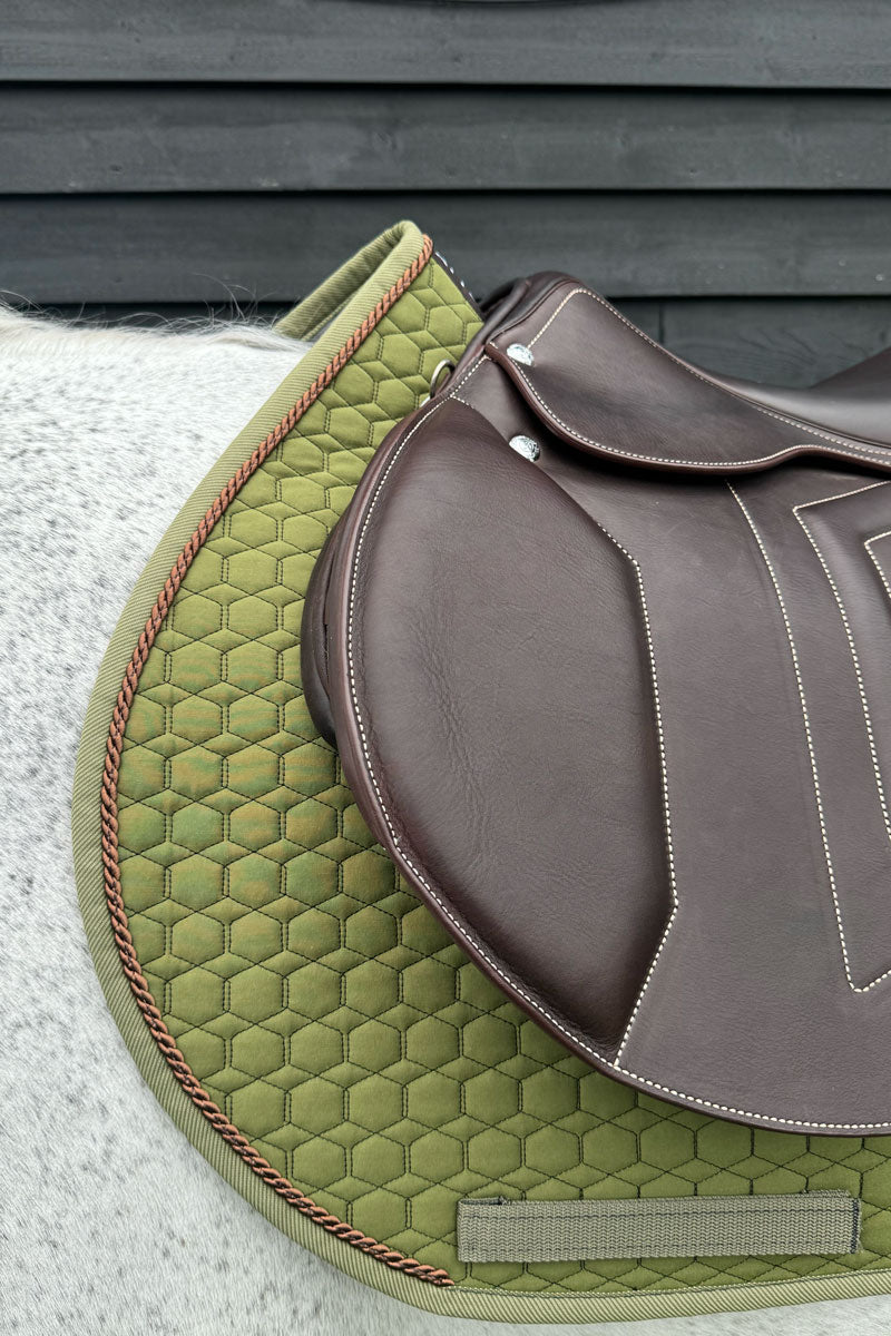 Mattes Jump Saddle Pad with Piping Olive with Olive Piping & Brown Piping 