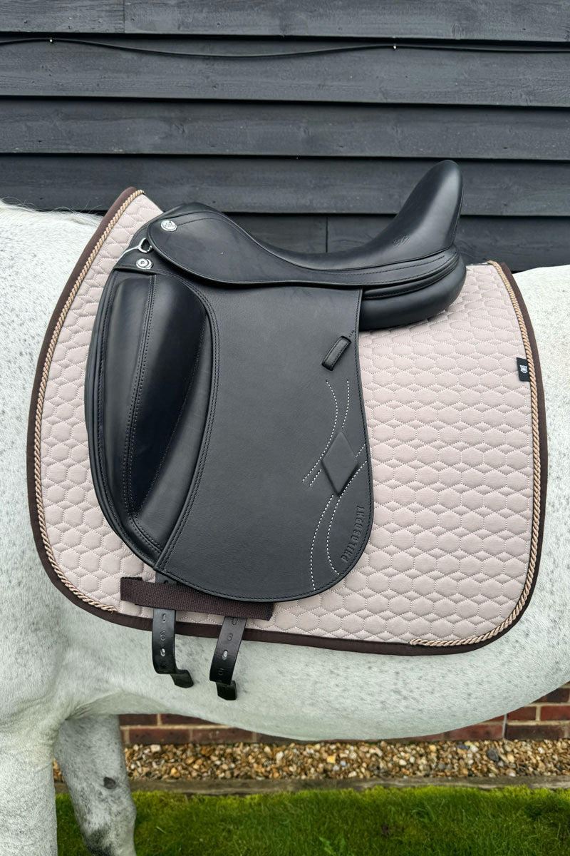 Mattes Dressage Saddle Pad with Piping Walnut with Brown Binding & Pigeon Piping