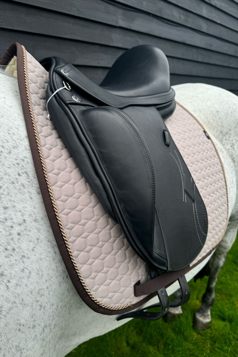 Mattes Dressage Saddle Pad with Piping Walnut with Brown Binding & Pigeon Piping