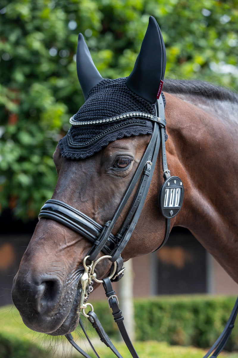 Le Mieux Bridle Number Holder Diamante Black