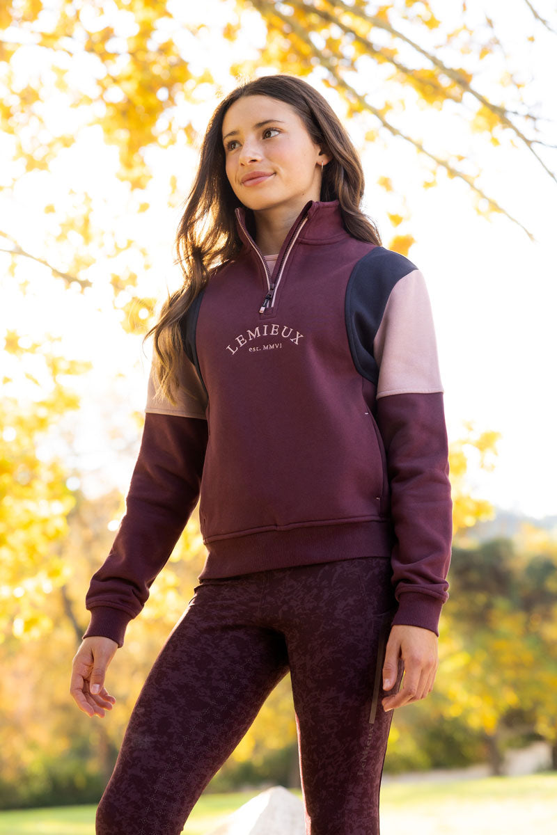 LeMieux Young Rider Viola 1/4 Zip Sweatshirt Bramble 