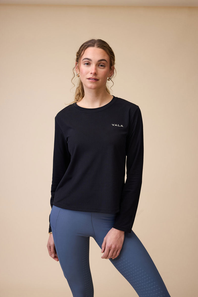 VALA Mesh Long Sleeve Tee Black