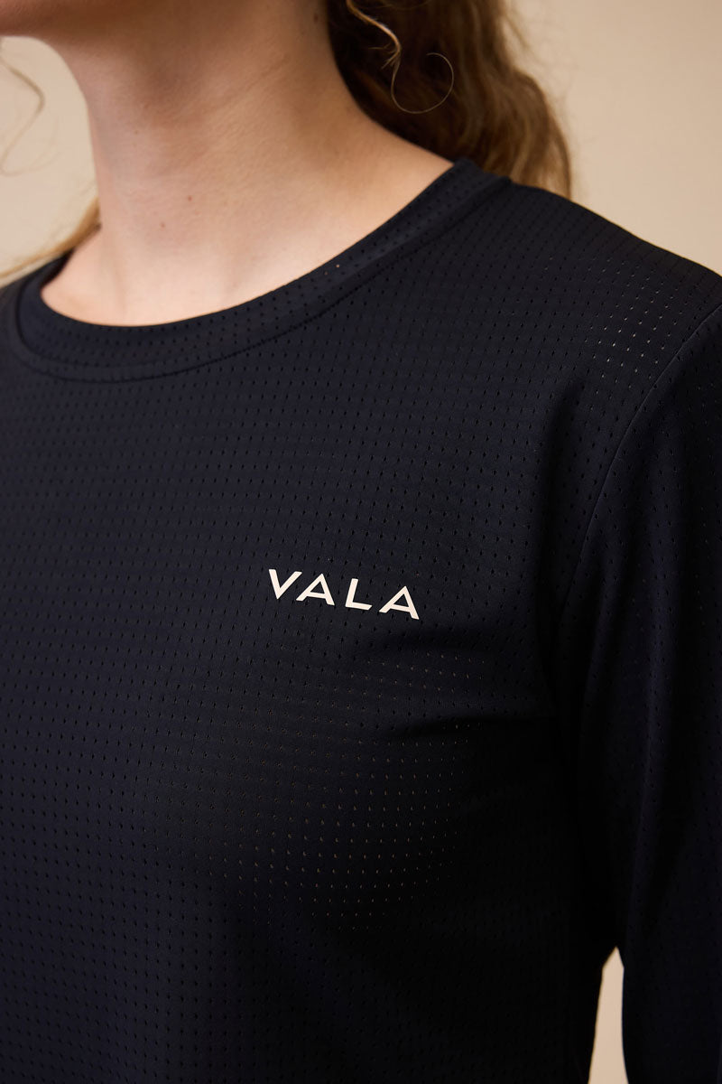 VALA Mesh Long Sleeve Tee Black