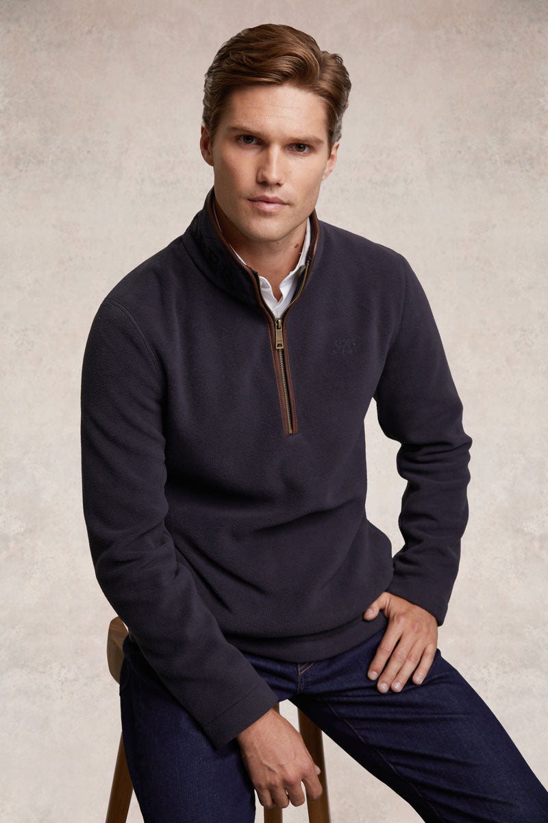 Holland Cooper Men's Country Fleece Quarter Zip Ink Navy