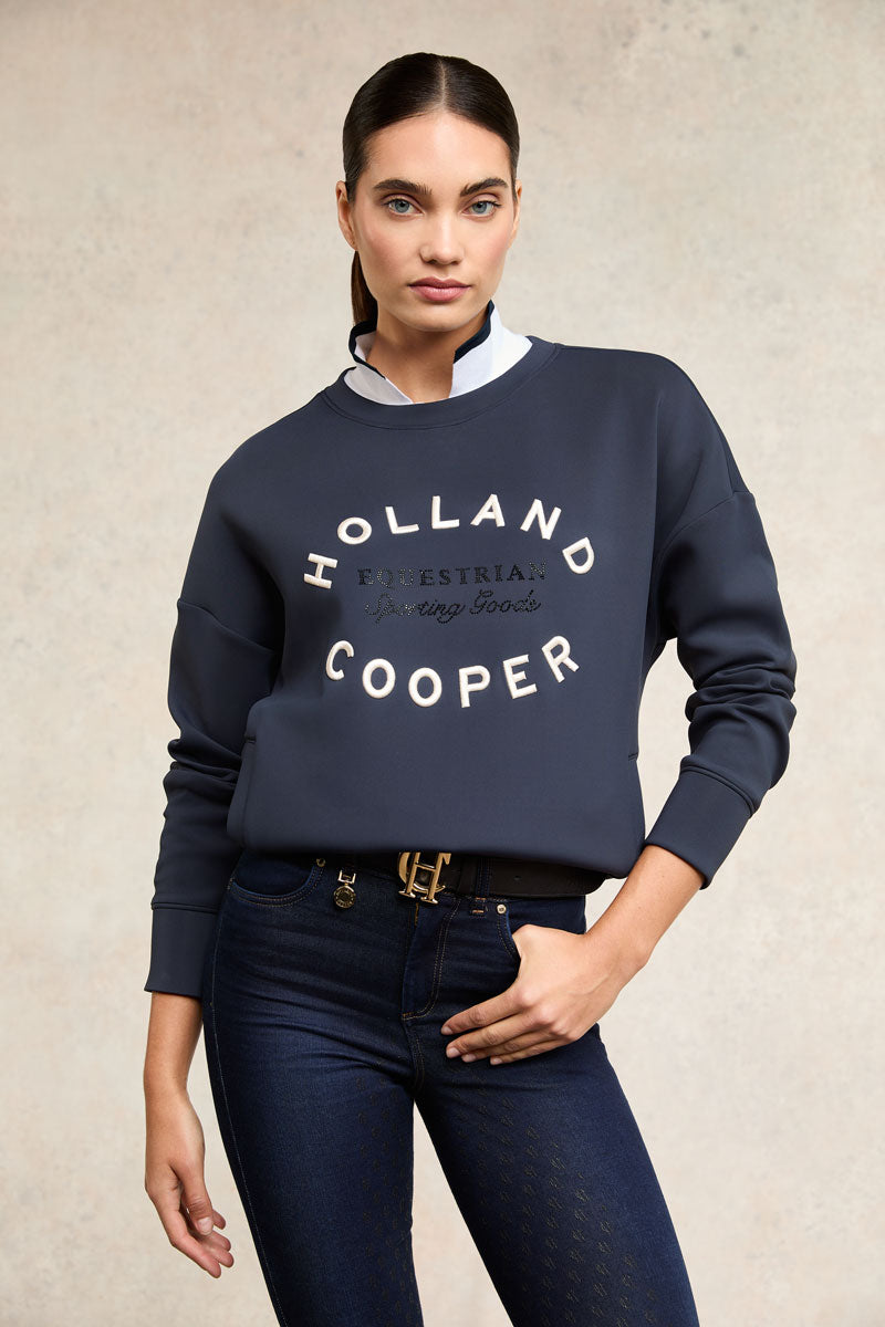 Holland Cooper Crystal Crew Neck Sweatshirt Ink Navy