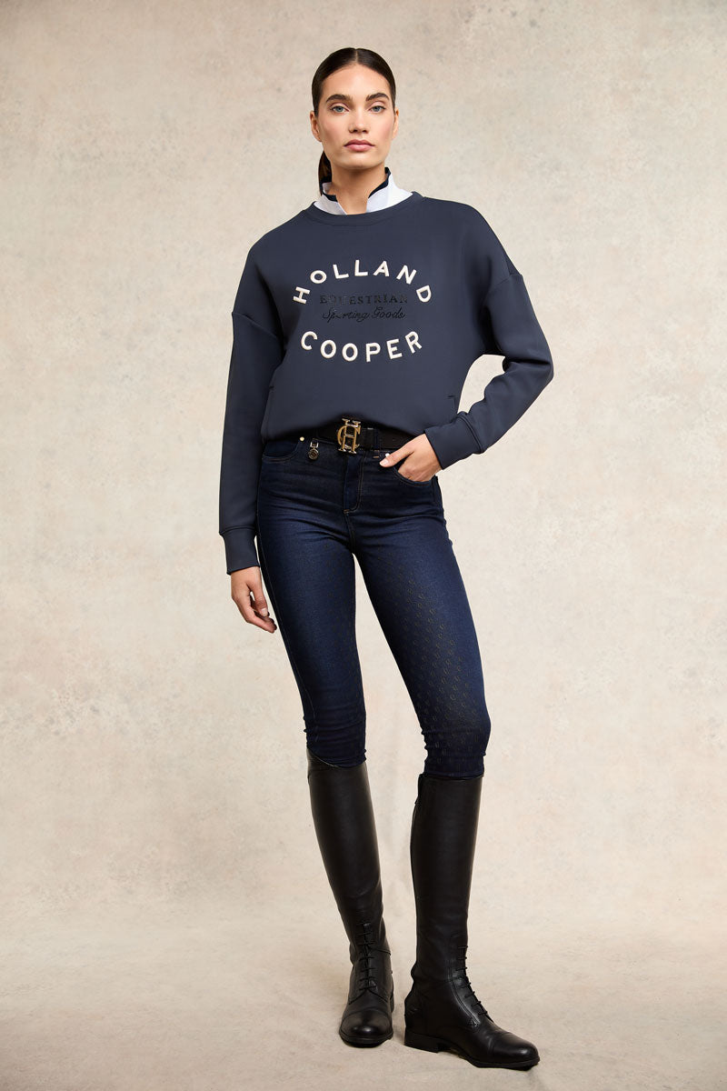 Holland Cooper Crystal Crew Neck Sweatshirt Ink Navy