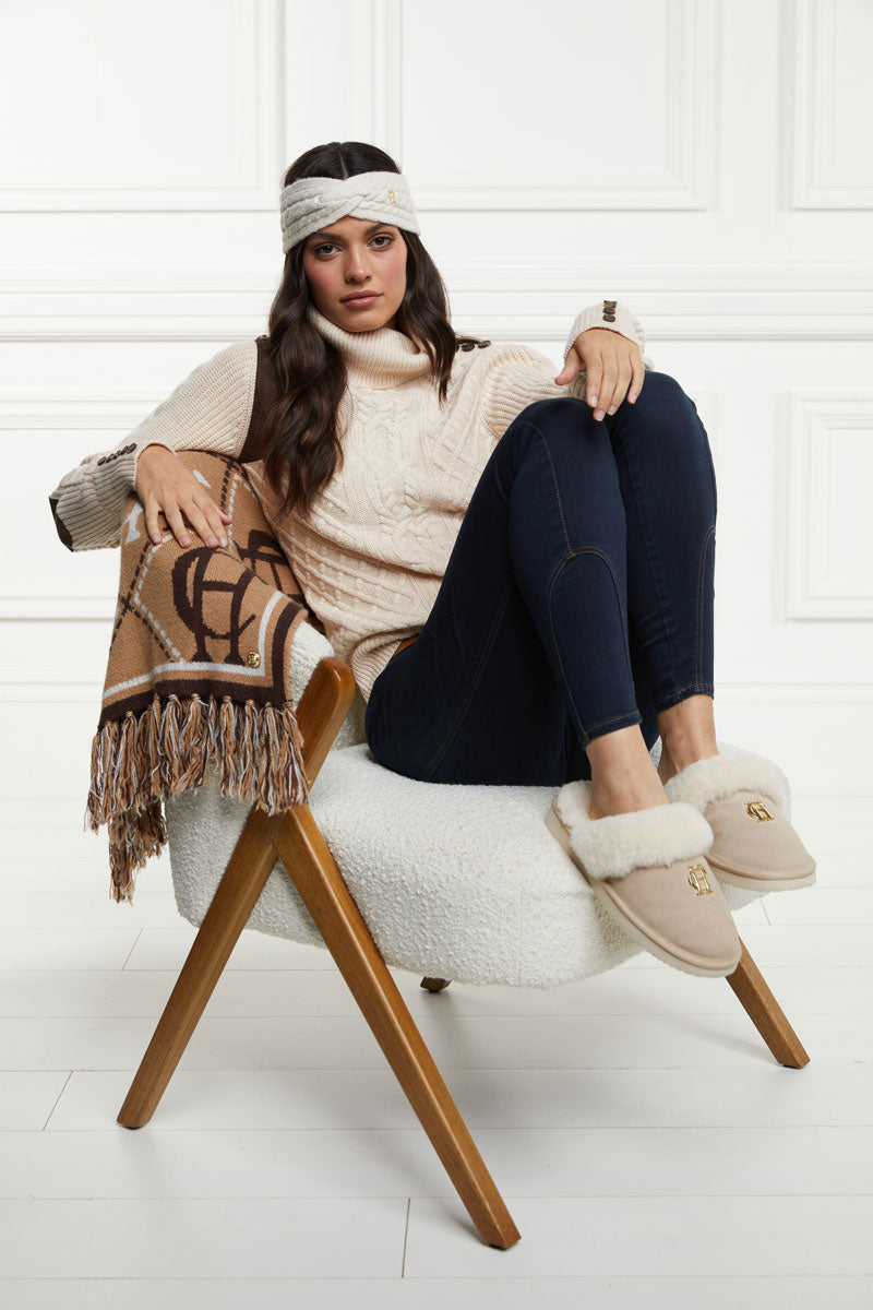 Holland Cooper Shearling Slipper Oyster