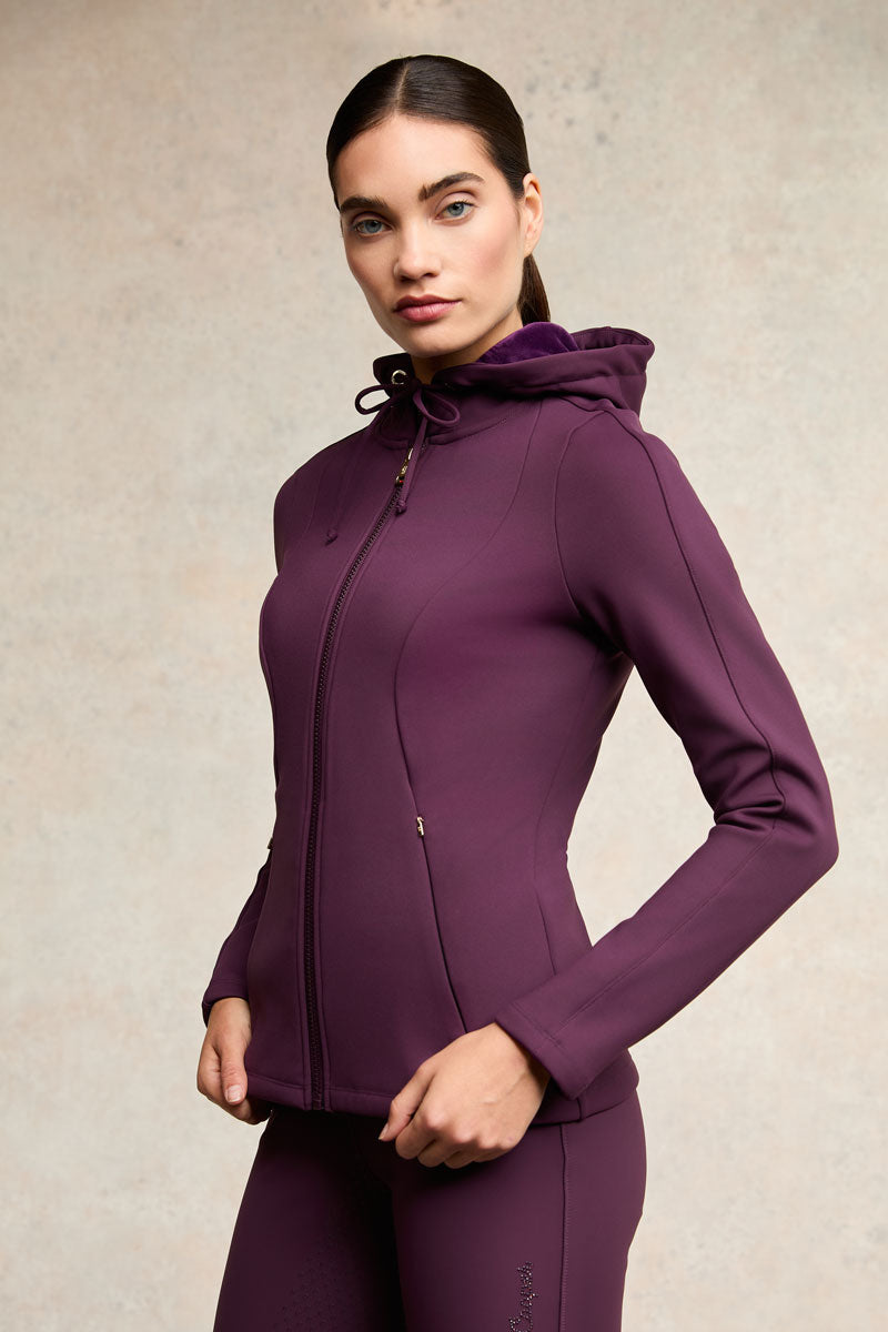 Holland Cooper Crystal Zip Hoodie Aubergine 