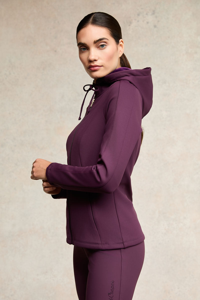 Holland Cooper Crystal Zip Hoodie Aubergine 
