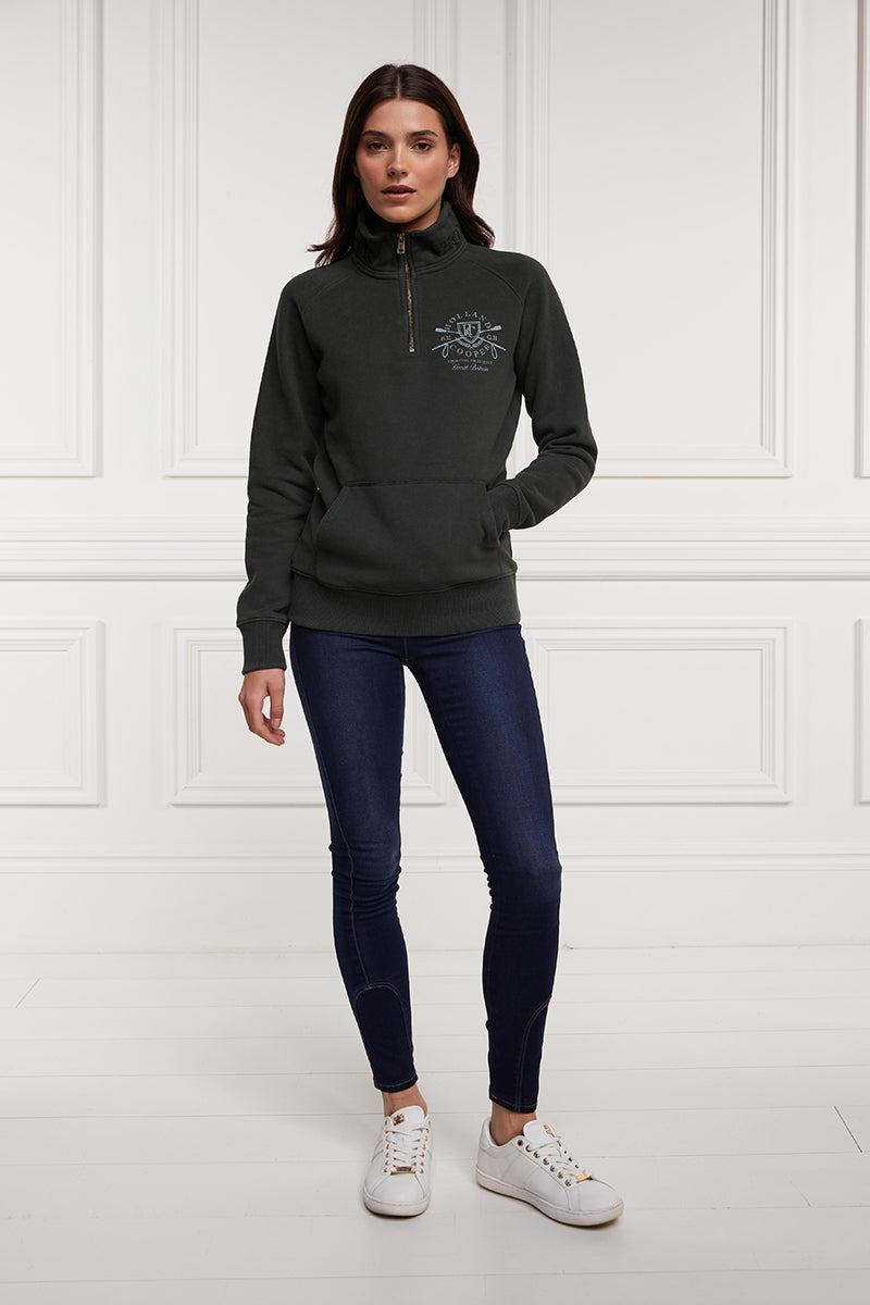 Holland Cooper Crest Zip Henley Racing Green