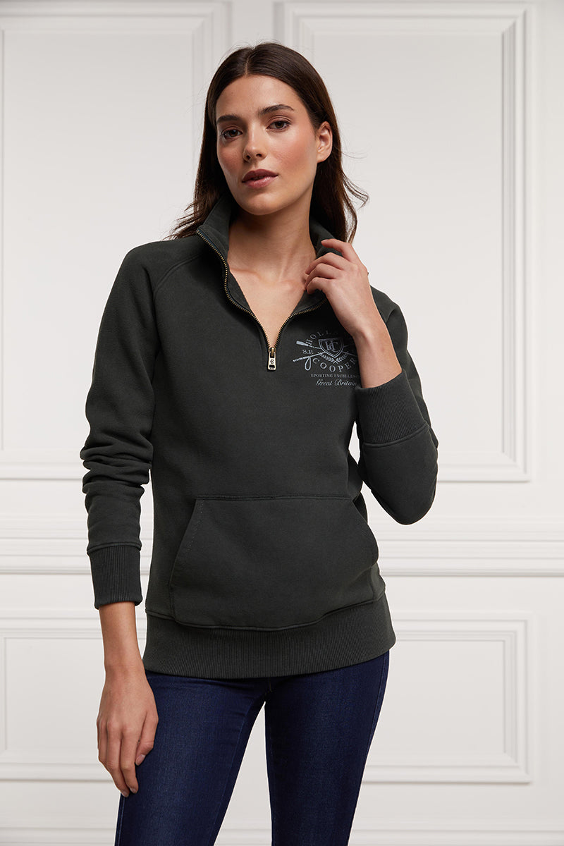 Holland Cooper Crest Zip Henley Racing Green