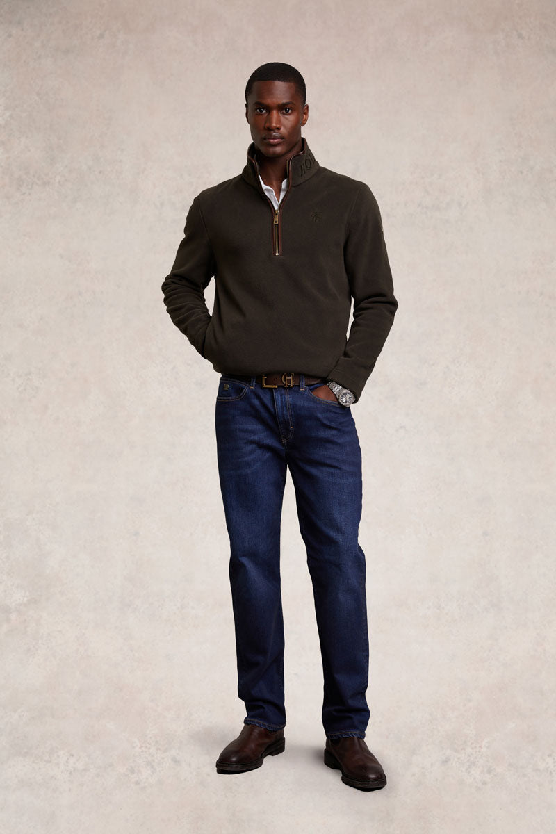 Holland Cooper Men's Country Fleece Quarter Zip Khaki 