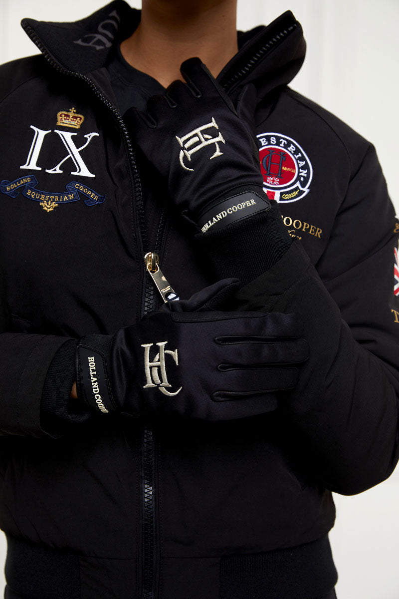 Holland Cooper Fleece Riding Gloves Black