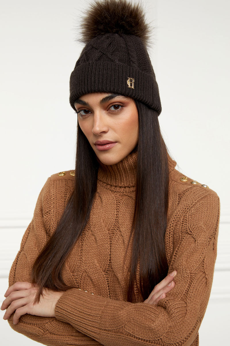 Holland Cooper Cortina Bobble Hat Chocolate Mink