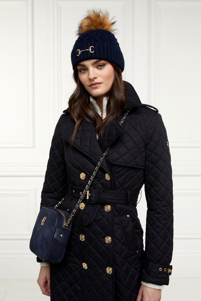 Holland Cooper Horsebit Bobble Hat Ink Navy 