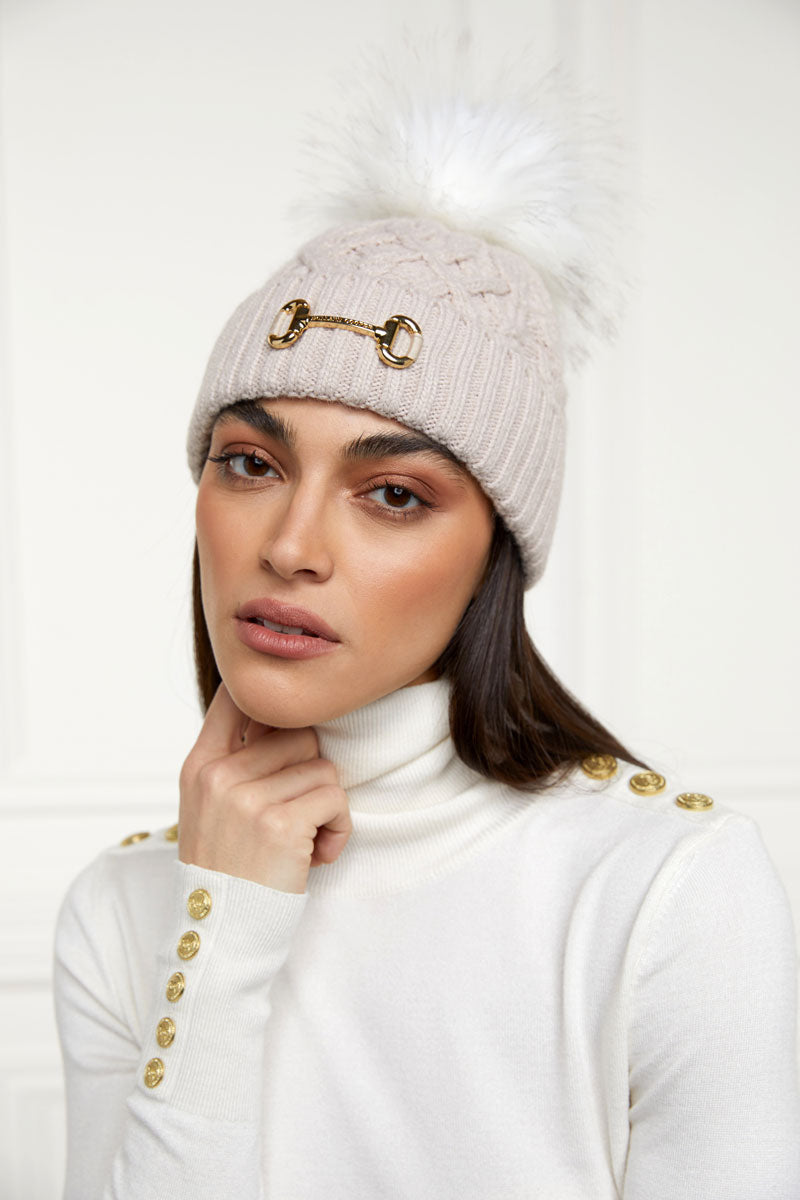 Holland Cooper Horsebit Bobble Hat Taupe