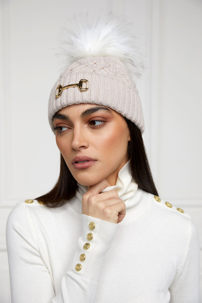 Holland Cooper Horsebit Bobble Hat Taupe